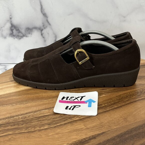 ECCO Womens Brown Suede Portugal Slip On Buckle Brown Shoes EU 41 US 10.5-11 - Picture 1 of 8